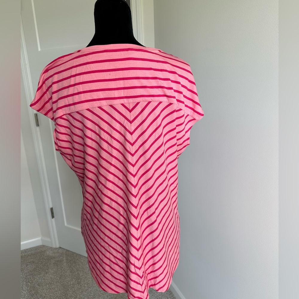 Women’s Christopher & Banks Pink Striped Tee - Picture 6 of 6